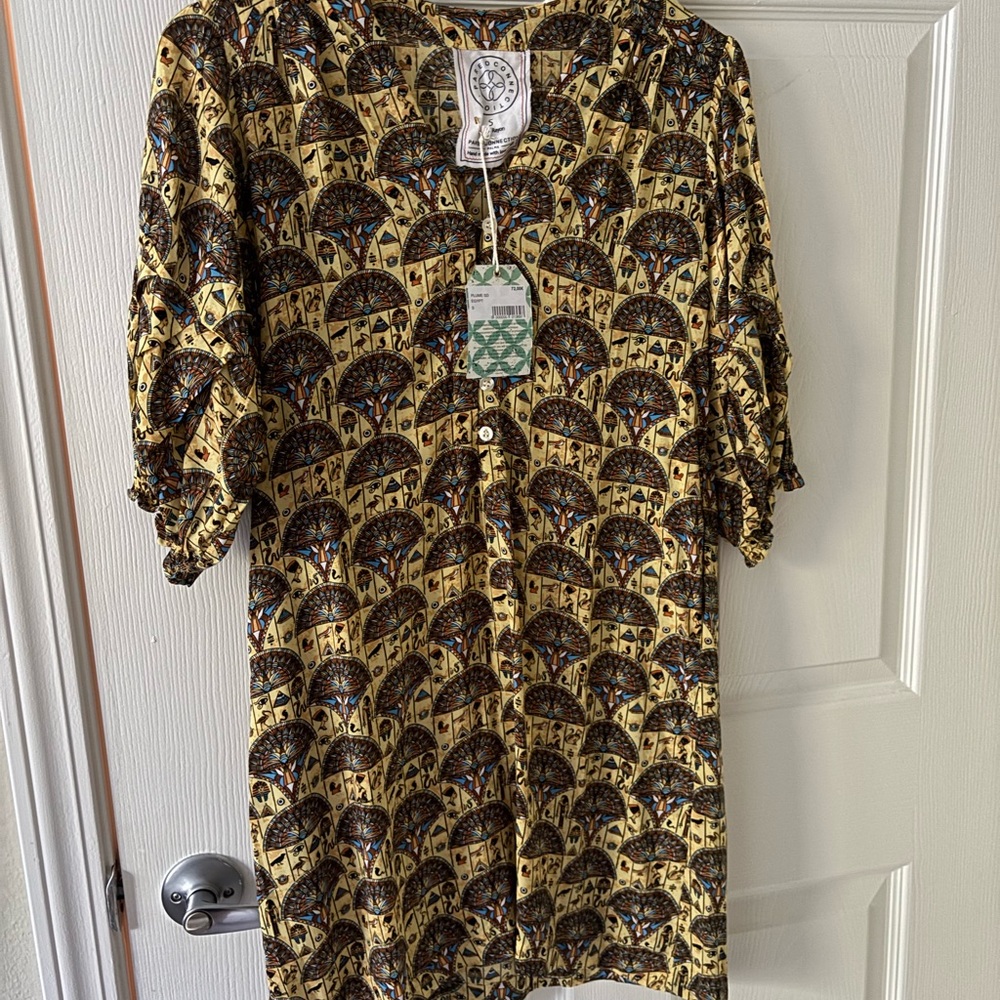 Paréo Connection Elegant Yellow Patterned Dress